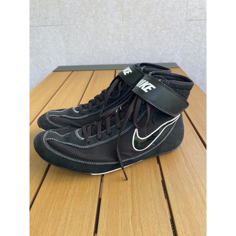 Nike Speedsweep VII Wreseling Shoes Black White Mid Top Sneakers 366683 Mens 10